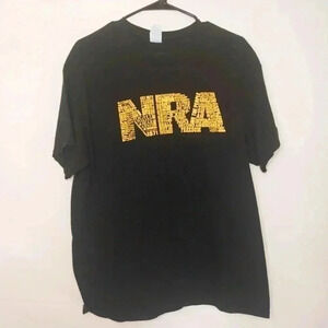 NRA Black Tshirt, Size L, Black, Yellow